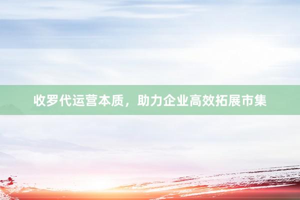收罗代运营本质，助力企业高效拓展市集